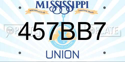 457BB7 Mississippi License Plate