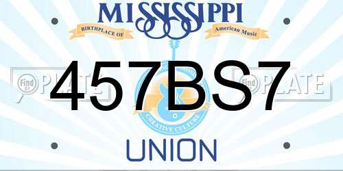 457BS7 Mississippi License Plate