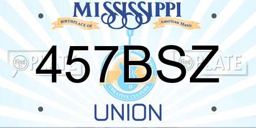 457BSZ Mississippi License Plate