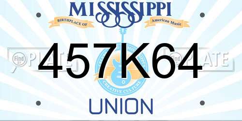 457K64 Mississippi License Plate