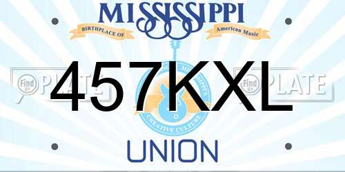 457KXL Mississippi License Plate