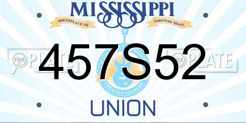 457S52 Mississippi License Plate