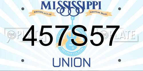 457S57 Mississippi License Plate