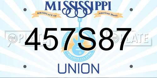 457S87 Mississippi License Plate