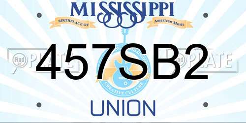 457SB2 Mississippi License Plate