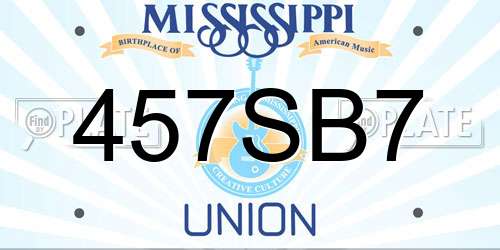 457SB7 Mississippi License Plate