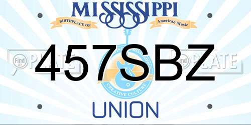 457SBZ Mississippi License Plate
