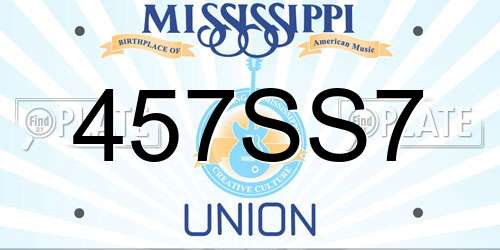 457SS7 Mississippi License Plate