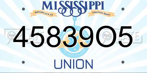 45839O5 Mississippi License Plate