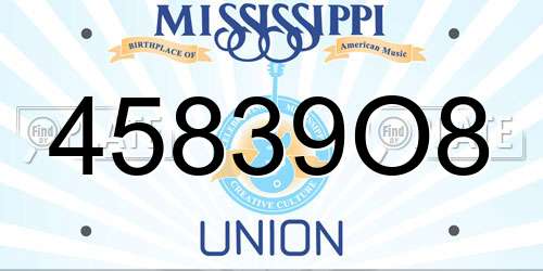 45839O8 Mississippi License Plate