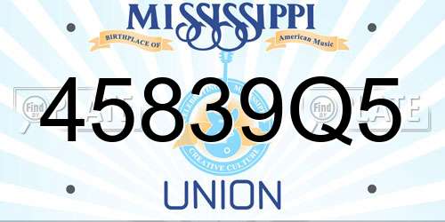 45839Q5 Mississippi License Plate