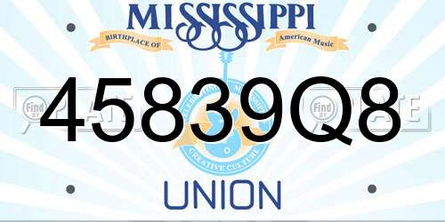 45839Q8 Mississippi License Plate