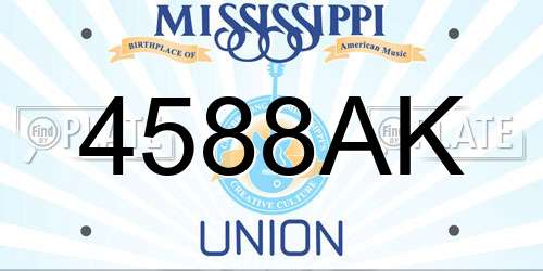 4588AK Mississippi License Plate
