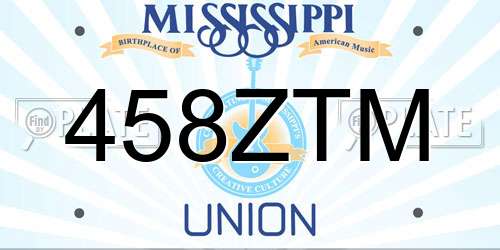 458ZTM Mississippi License Plate