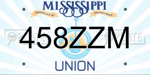 458ZZM Mississippi License Plate