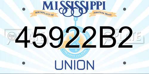 45922B2 Mississippi License Plate