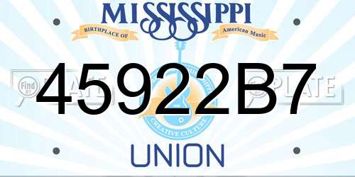 45922B7 Mississippi License Plate