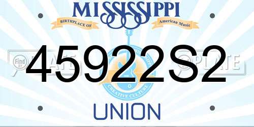 45922S2 Mississippi License Plate