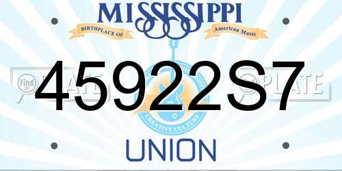 45922S7 Mississippi License Plate