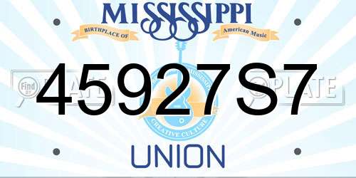 45927S7 Mississippi License Plate