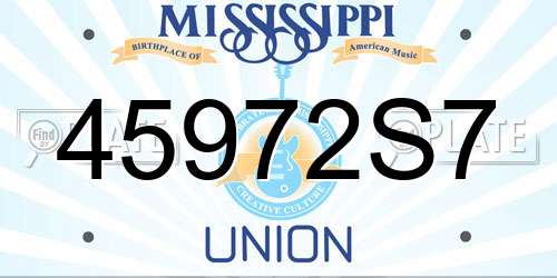 45972S7 Mississippi License Plate