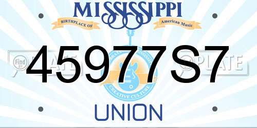 45977S7 Mississippi License Plate