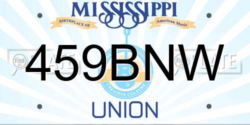 459BNW Mississippi License Plate