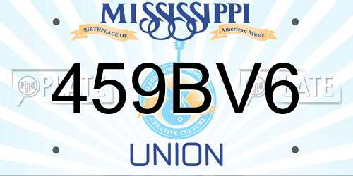 459BV6 Mississippi License Plate