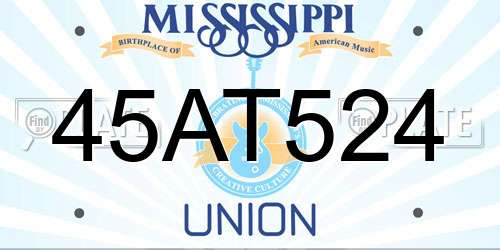 45AT524 Mississippi License Plate