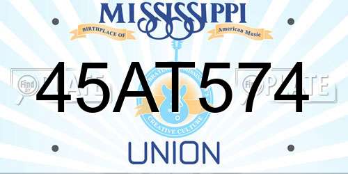 45AT574 Mississippi License Plate
