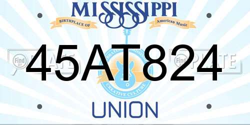 45AT824 Mississippi License Plate