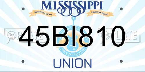 45BI810 Mississippi License Plate