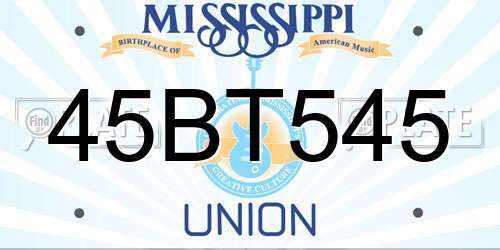 45BT545 Mississippi License Plate