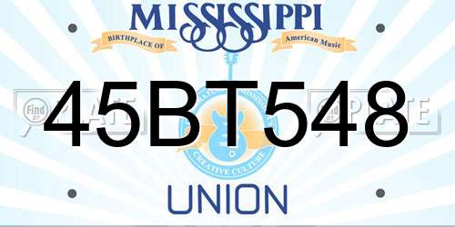 45BT548 Mississippi License Plate