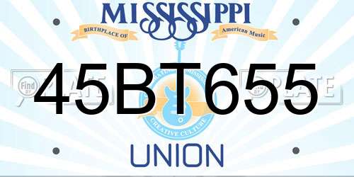 45BT655 Mississippi License Plate