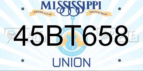 45BT658 Mississippi License Plate