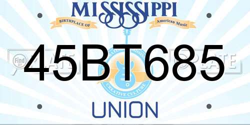 45BT685 Mississippi License Plate
