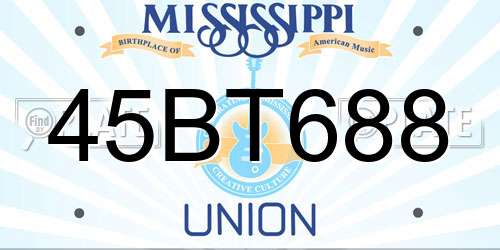 45BT688 Mississippi License Plate