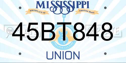 45BT848 Mississippi License Plate