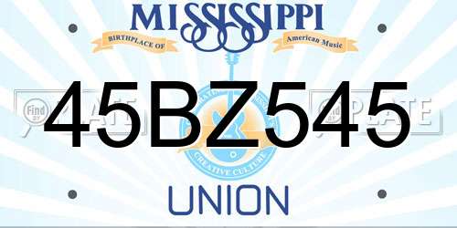 45BZ545 Mississippi License Plate