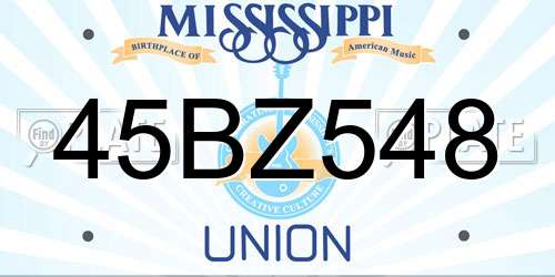 45BZ548 Mississippi License Plate
