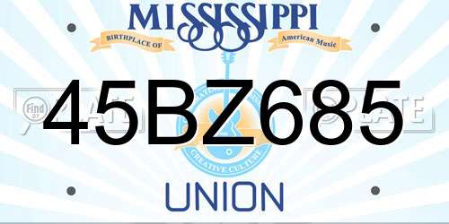 45BZ685 Mississippi License Plate
