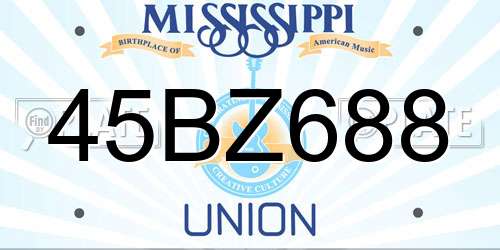 45BZ688 Mississippi License Plate