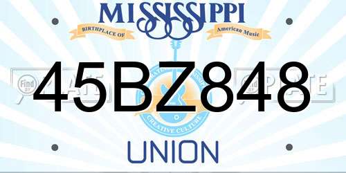 45BZ848 Mississippi License Plate