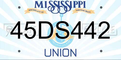 45DS442 Mississippi License Plate