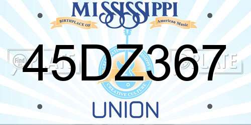 45DZ367 Mississippi License Plate