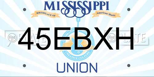 45EBXH Mississippi License Plate