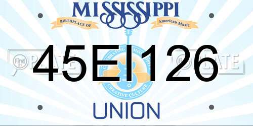 45EI126 Mississippi License Plate