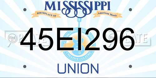 45EI296 Mississippi License Plate