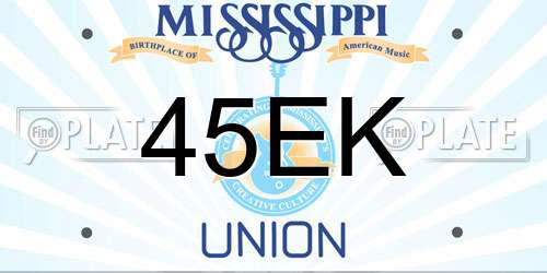 45EK Mississippi License Plate